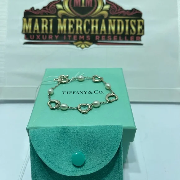 Tiffany and Co. Silver 925 bracelet with pearls and hearts size 17 cm or 6.5 in. - Picture 5 of 8